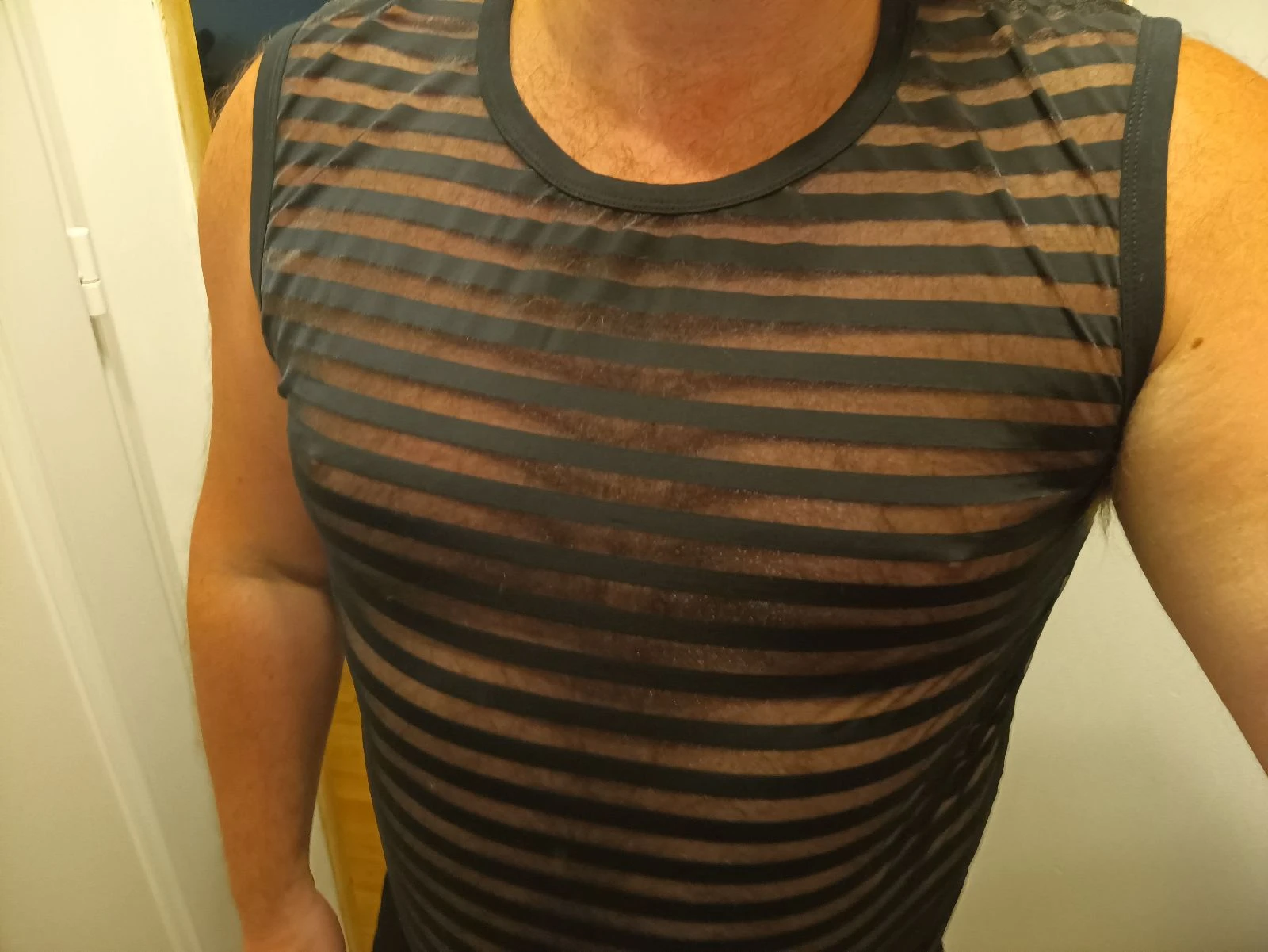 Zwart semi-transparant heren tanktop – photo 2